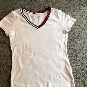 tommy hilfiger white v-neck top